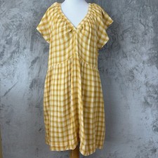 Old Navy Flutter Sleeve Mini Swing Dress Yellow Plaid Sz XL