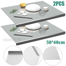 2x 304 Stainless Steel Cutting Board Kitchen Counter Lip Non Slip Metal Chopping