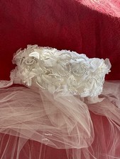 Bride's White Lace Floral Edge Veil Headpiece Elegant Wedding 27  