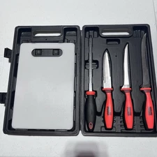 Anglers Choice Stainless Steel Knife Set with Cutting Board and Sharpening Steel