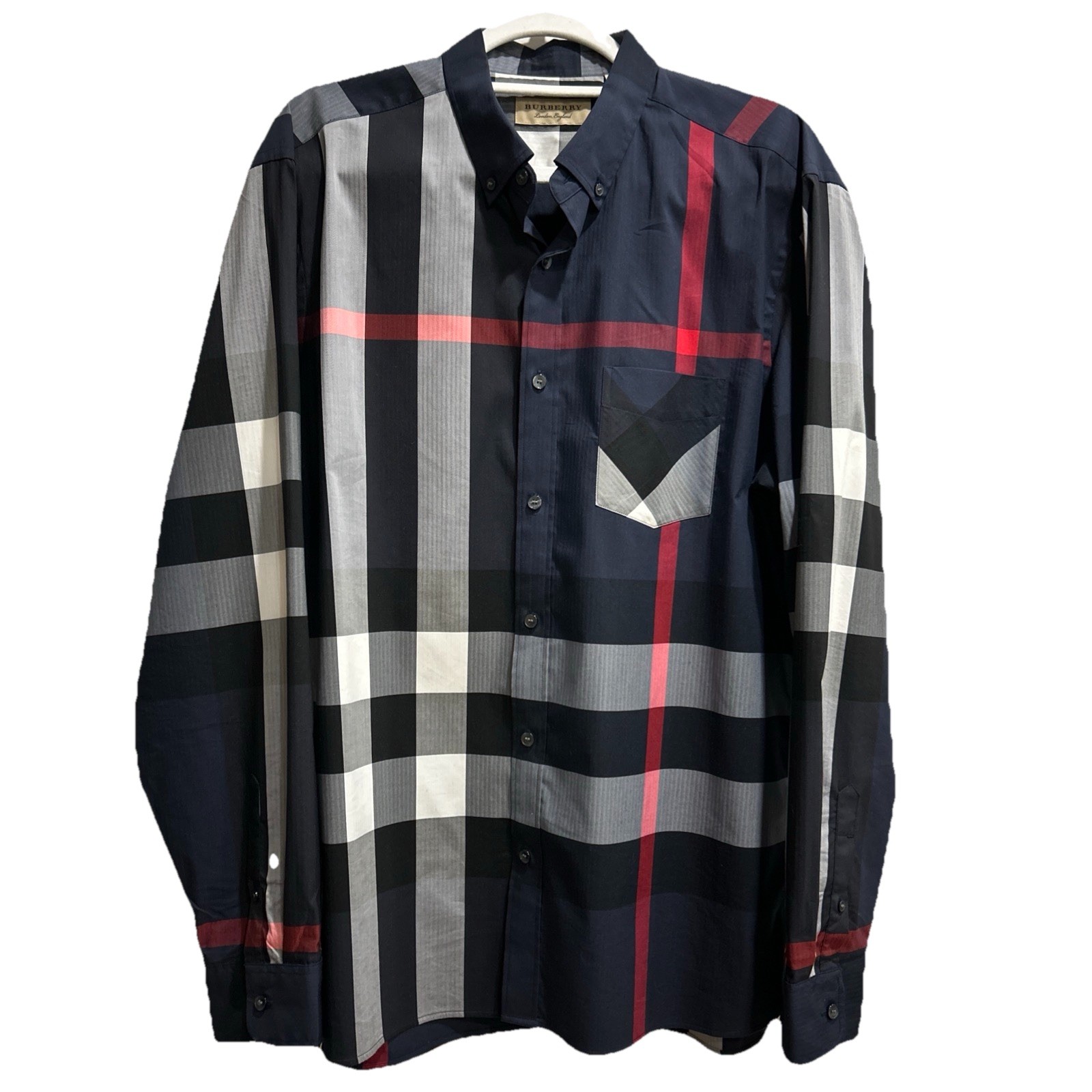 Burberry London Mens XXL TTG Thornaby  Plaid Button  Down Long Sleeve Shirt