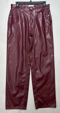Womens Universal Thread 90s Baggy Burgundy Faux Leather Pants Size 6R New