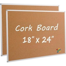 2 PACK Cork Board Bulletin Board 24"x18" Wall Mounted Notice Pin Board for Home