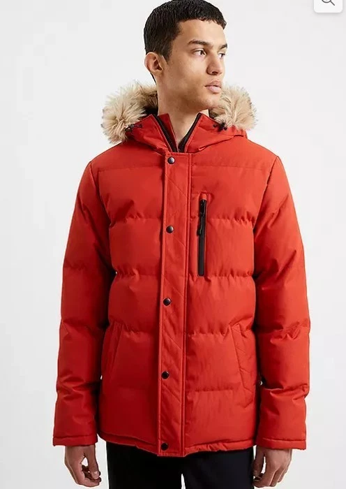 French Connection Padded Mid Length Parka Coat L Large (ccn131)