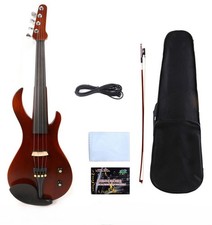 Solid Wood Electric Violin 4/4 Full Size Violin Ebony Fittings with Case  Bow