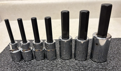 Proto Hex Bit Socket Set 7 Pc 1/2'' Drive 1/4''-5/8'' SAE USA 5441-7  NOS