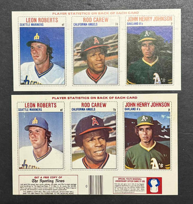 (2) 1979 Hostess Panels 37/38/39 - LARGE & SMALL Head ROD CAREW/ROBERTS/JOHNSON