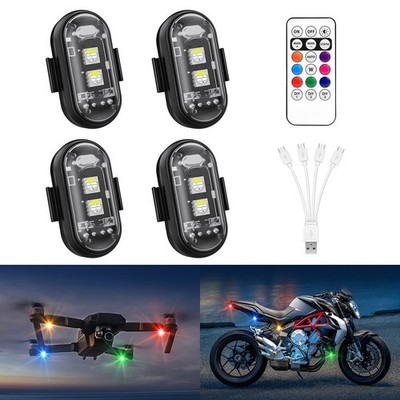 4Pack Wireless LED Strobe Light Kit RGB Flashing & USB Rechargeable for Enhanced
