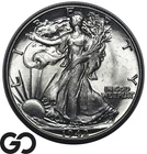 1942 Walking Liberty Half Dollar, Lustrous Lustrous Solid Gem BU++