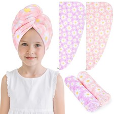 Microfiber Hair Towel Wrap for Kid Rapid Drying Towel Absorbent Hair Turbans ...