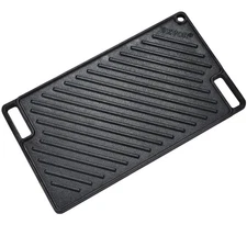Reversible Grill/Griddle, 9.7"x16.7" Pre-Seasoned Cast Iron Griddle, Rectangular