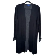 Apt. 9 large black gray contrast cuff longline duster cardigan sweater wmns