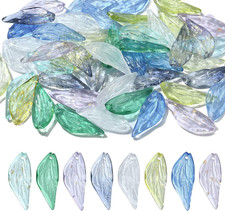 50 Pcs Handmade Lampwork Glass Leaf Beads Colorful Leaf Shaped Glass Charms Top