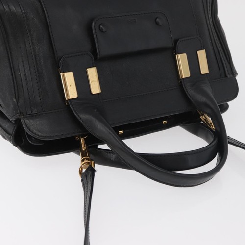 Borsa a mano Chloe Alice in pelle 2 vie nero oro Auth 182441 - Foto 7 di 22