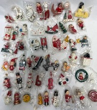 Lot of 50 Christmas Tree Wooden Ornaments Hand Painted Made in China NEW