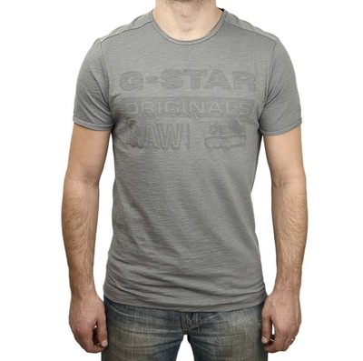 G-Star Raw Basil Short Sleeve Crew Neck T-shirt Men s Size L Gray Top Big Logo