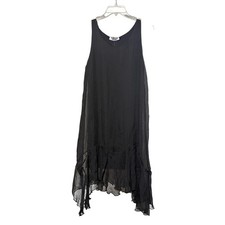 Black Ruffle Hem Sleeveless Midi Dress OS NEW Whimsigoth Witchy Grunge