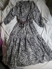 Zara Animal Print Belted Dress Zebraxsz M BNWT