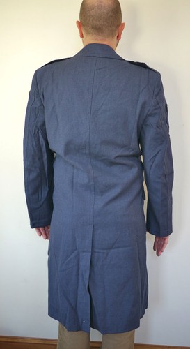 Vintage USAF air Force Military 100% WOOL Blue Serge OVERCOAT 35R w/ Patches - Picture 2 of 11