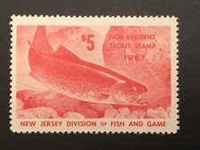 ICOLLECTZONE US New Jersey 1967 Non- Resident Trout VF NH