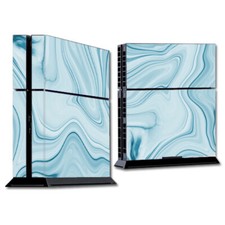 PS4 Playstation console skins decals wrap - Baby Blue Ice Swirl Marble