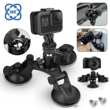 360° Triple Suction Cup Car Mount for GOPRO Hero 12-11-10-9-8-7 Max Cameras New