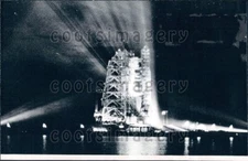 1973 Wire Photo Night Scene Saturn 1B Rocket on Launch Pad Cape Kennedy