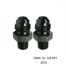 2Pcs Black 10AN to 3/8 NPT Adapter Straight Pipe Thread to 10 AN Flare Fitting