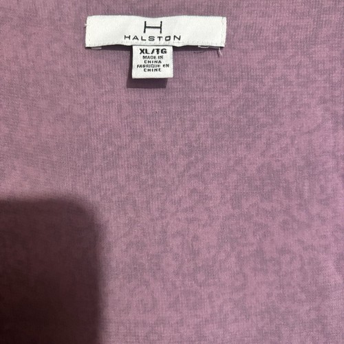 H Halston Wrap Dress Womens XL Purple Print Surplice Asymmetrical Hem Lined - Picture 4 of 6