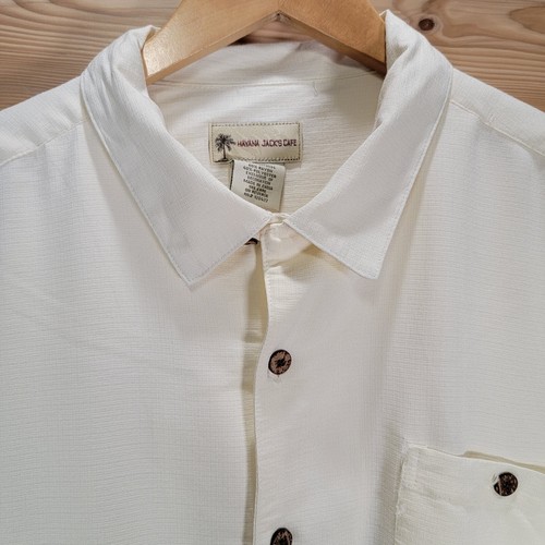 Hayana Jack's Cafe Hawaiian Button Up Shirt Men Size XXL Short Sleeve Palm - Picture 2 of 11