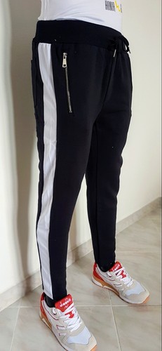Pantalones Chándal Hombre Afelpado Negro Banda Blanco Casual Deporte  Fitnees S M | eBay