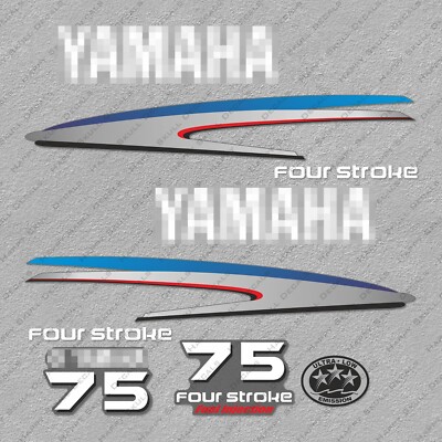 Yamaha 75HP Four Stroke Outboard Engine Decals Sticker Set reproduction 75 HP