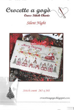 FICHE POINT DE CROIX NOËL SILENT NIGHT + CHARM SAPIN ARGENT CROCETTE A GOGO