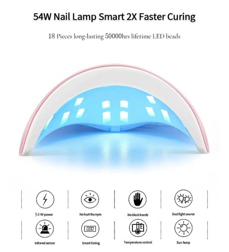 54W LED UV Nail Lamp Polish Dryer Gel Acrylic Curing Light Professional Spa Tool - Picture 5 of 6
