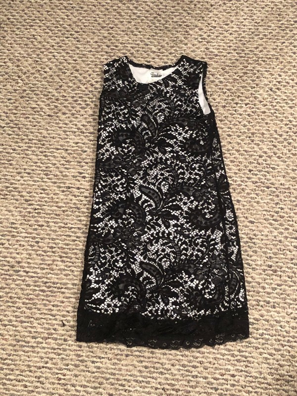 Girls Random Hearts Black Lace A Line Dress Size M 