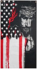 3X5 Faith Jesus USA Vertical 100D Woven Poly Nylon Flag Sleeve  Grommets