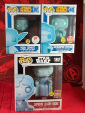 Funko Pop Star Wars Holographic Gitd Exclusives - Yoda 02, Emperor 40, Snoke 182