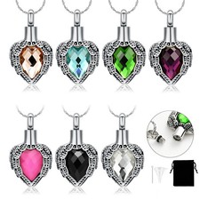 Wing Heart Urn Pendant Cremation Jewelry for Ashes Keepsake Memory Necklace Gift