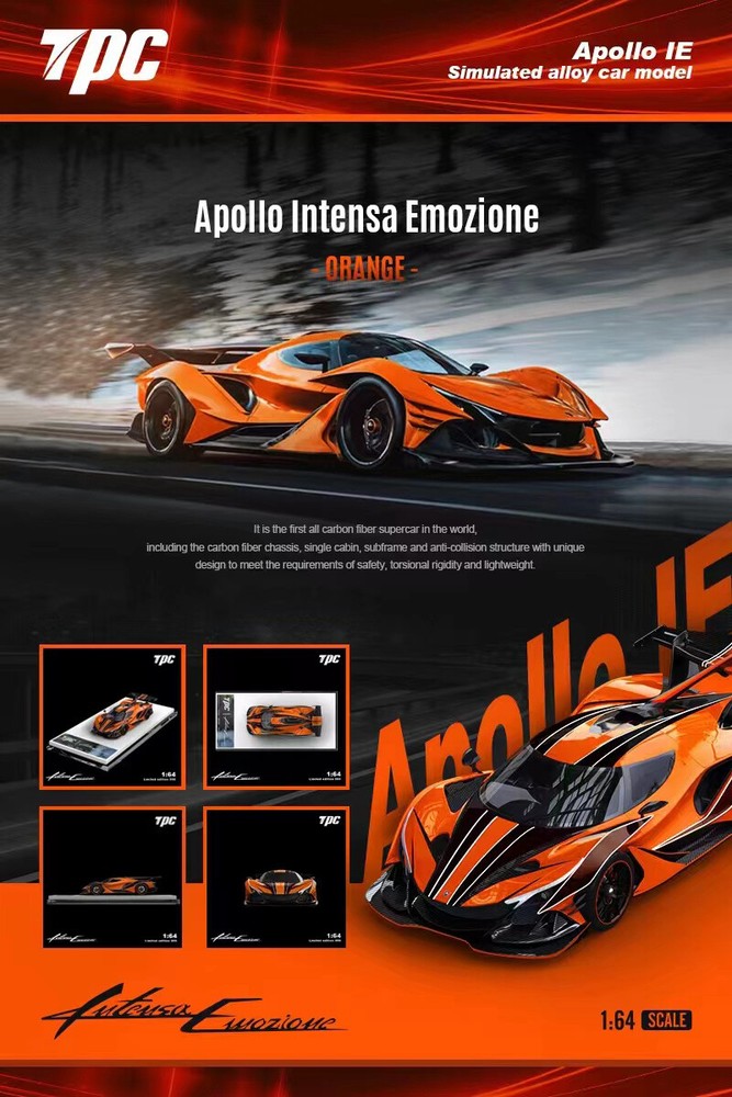 TPC 1:64 Model Car Apollo Intensa Emozione Alloy Die-Cast Sport Vehicle -Orange