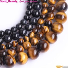 AAA Natural Yellow/blue Tiger Eye Gemstone Loose Beads Jewelry Making Strand15''