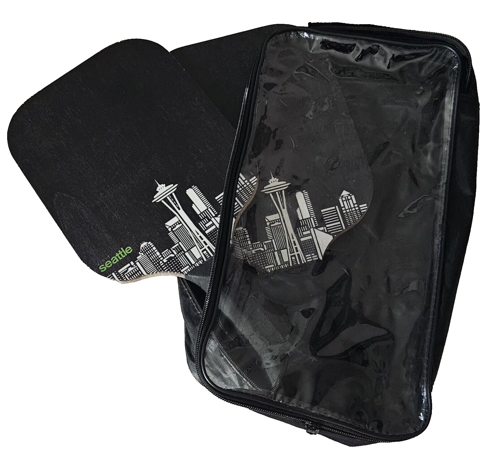 Seattle-Themed Wooden Pickleball Paddles Set with Case