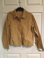 EUC Woman Blazer Estimate Size Large Beige With Embroidery Long Sleeve 