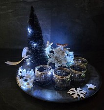 LED Künstlich Adventskranz Weihnachtsgesteck Weihnachten Kerze Kranz Schwarz