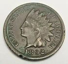 1892 P Indian Head Cent Penny *AU - ABOUT UNCIRCULATED DETAILS*  *FREE SHIPPING*