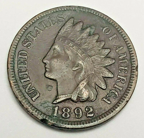 1892 P Indian Head Cent Penny *AU - ABOUT UNCIRCULATED DETAILS*  *FREE SHIPPING*