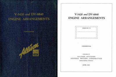 Allison V-3420 DV-6840 Motorhandbuch & Berichtsarchiv 1940er 24 Kolben V-1710  