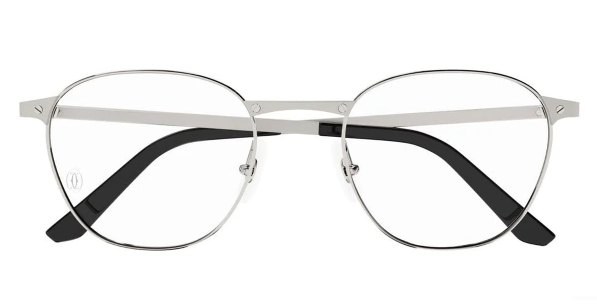New CARTIER CT0337O 002 52mm Silver Santos Eyeglasses Frames