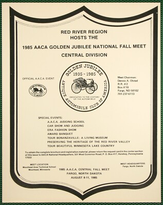 AACA Central Golden Jubilee Meet Red River Region Fargo ND Vintage Print Ad 1985