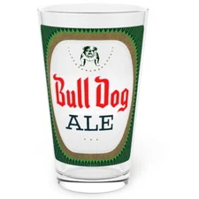Bull Dog Ale Pint Glass, Grace Bros Brewery, Santa Rosa Northern California Beer