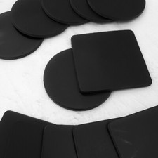 6 Pack Black Veg Tan Leather Coasters 11-13oz Heavyweight Coaster Set